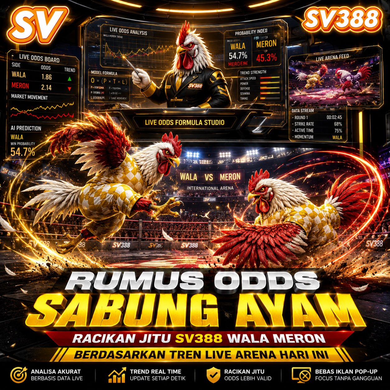 Rumus Odds SABUNG AYAM | Racikan Jitu SV388 Wala Meron Berdasarkan Tren Live Arena Hari Ini