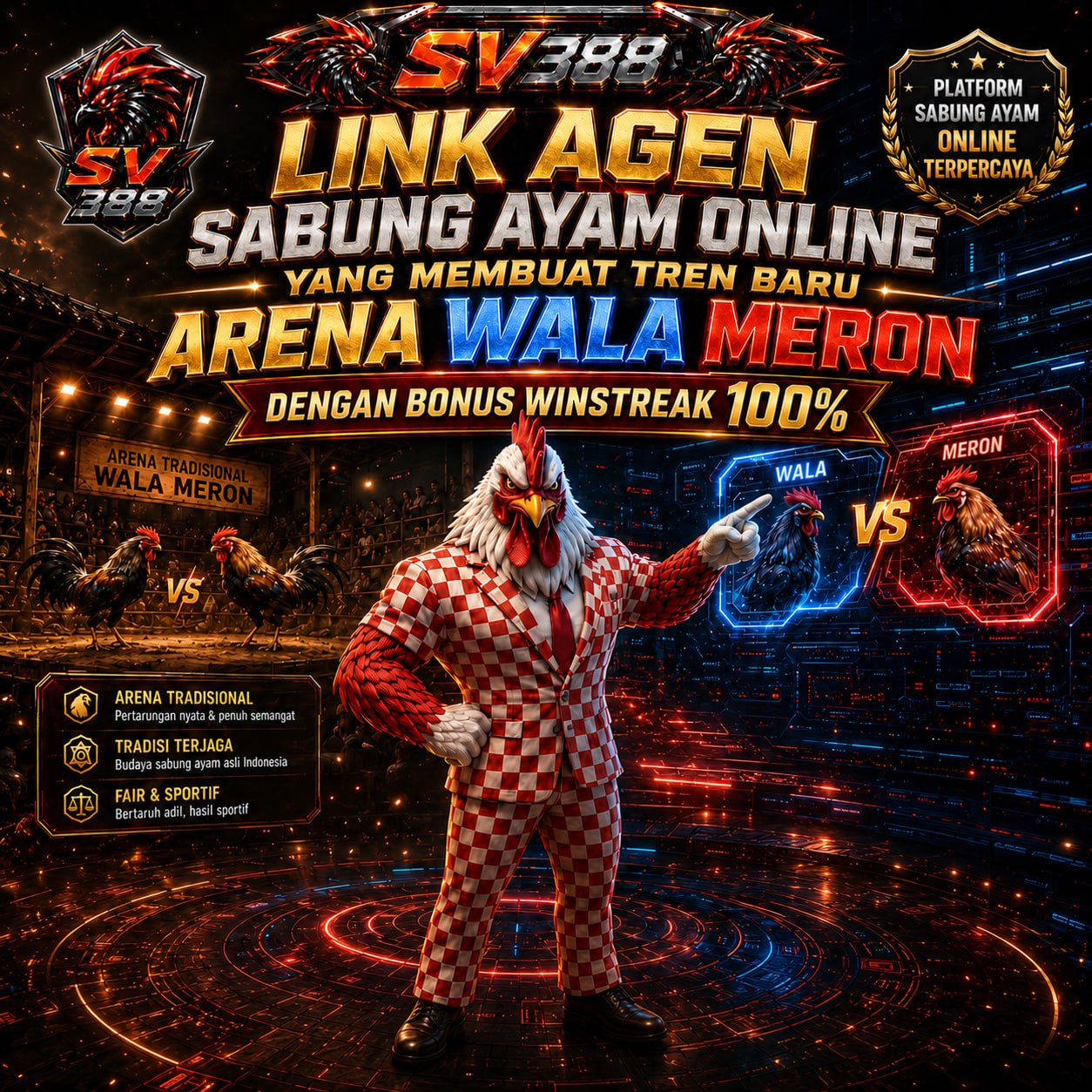 SV388: Link Agen Sabung Ayam Online Yang Membuat Tren Baru Arena Wala Meron Dengan Bonus Winstreak 100%